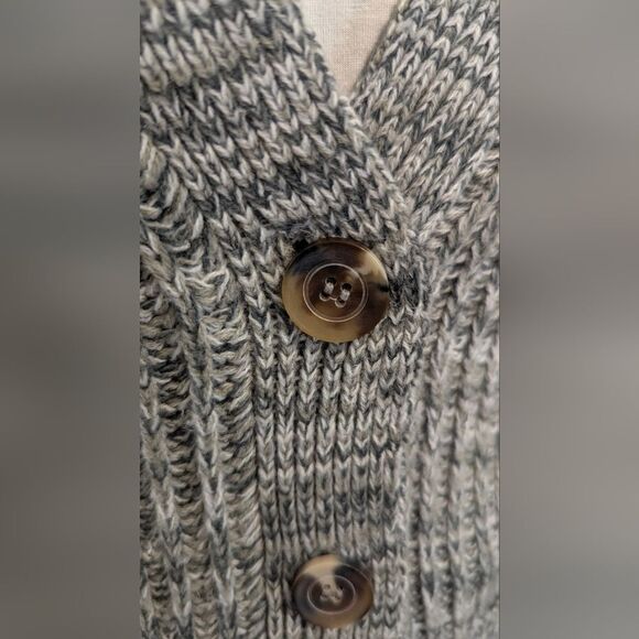 Pink Rose Womens Cardigan Small Vintage Retro Grey Chunky Knit Grandpa Sweater - Picture 3 of 6